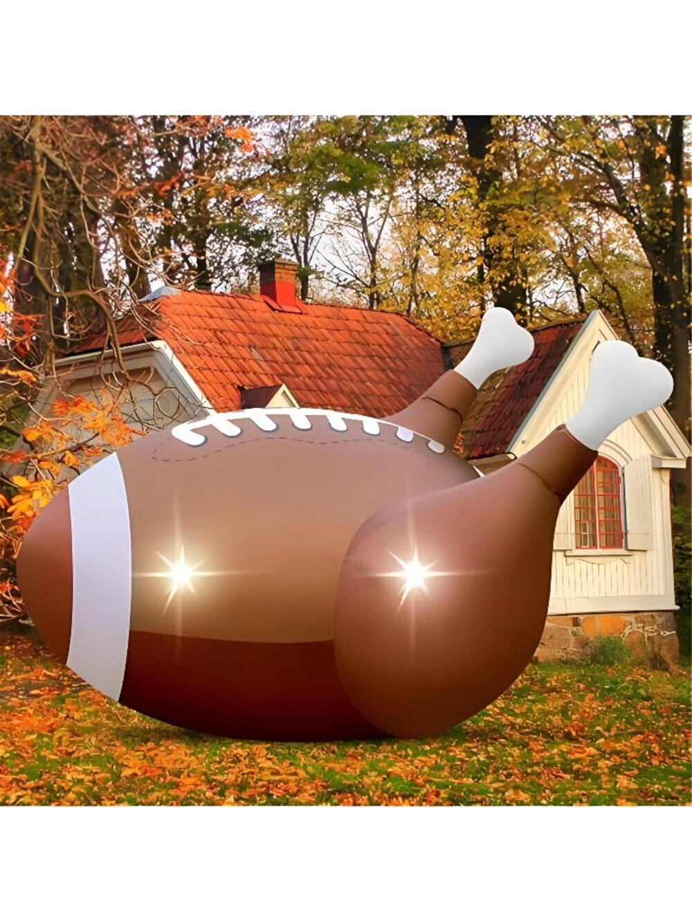 5FT Thanksgiving Inflatable Football Turkey Outdoor Decorations Giant Blow Up